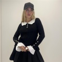 maglia in costina elasticizzata con colletto trick